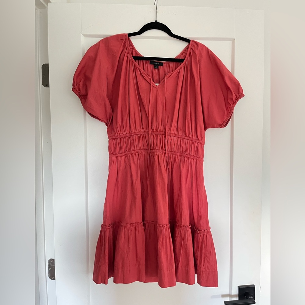🆕 J.Crew Puff Sleeve Tiered Mini Dress – NWT – Size M